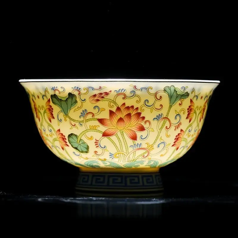 

Antique style Chinese style enamel color antique style household ceramic high-end new tall bowl plate