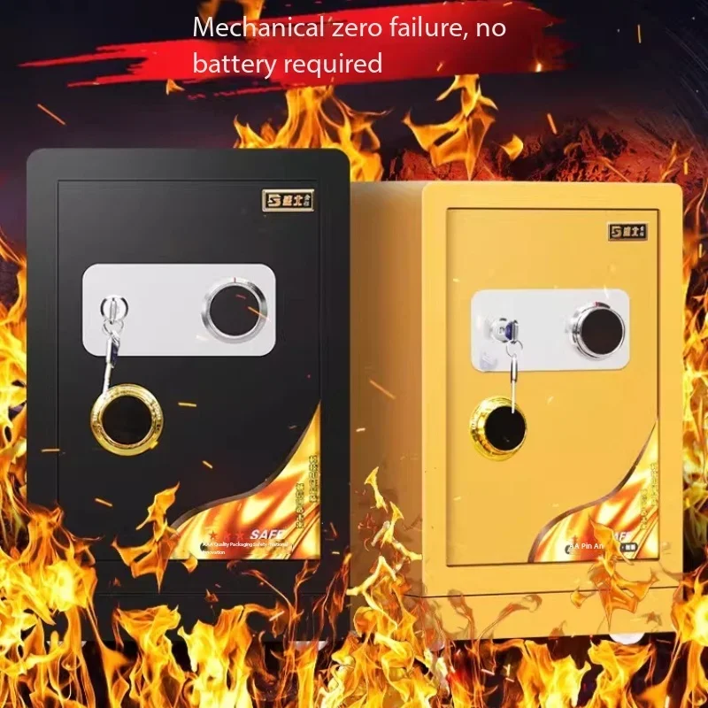 #Mechanical Lock Safe, Household Use Fireproof Heavy-duty Key Old-fashioned Password Fingerprint Anti-theft Guaranteed Luxury