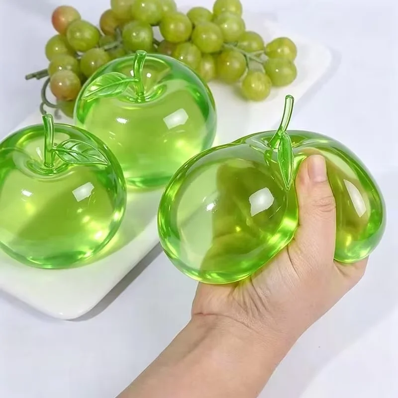 Squishy Green Apple Stress Ball Soft Fidget Sensory Toy for ADHD Autism Slow Rebound Squeeze Toy for Adults Kids Christmas Gift