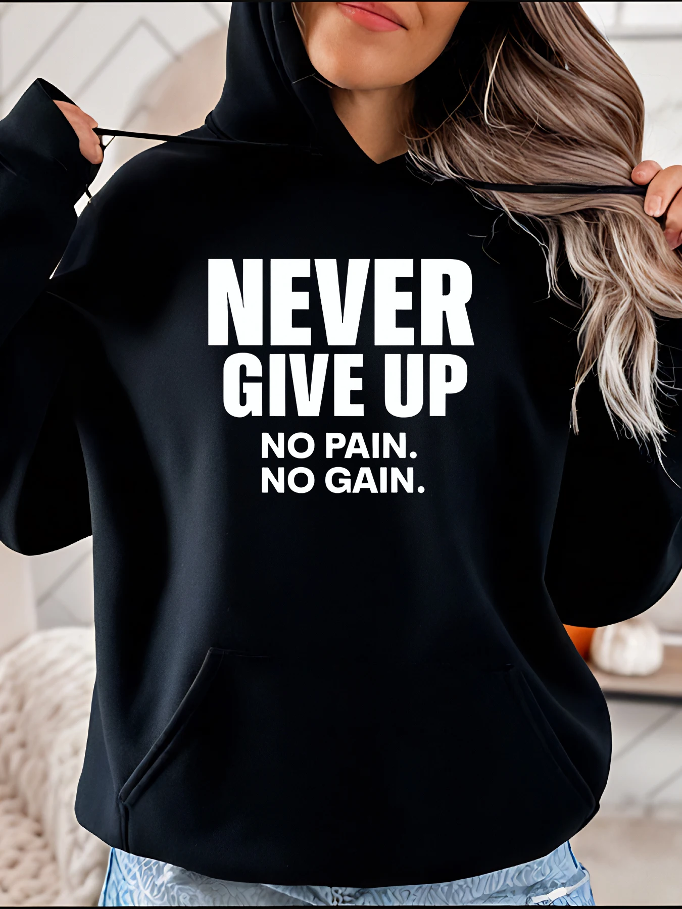 

【Не могу подарить】 Толстовка с принтом, свободный крой, повседневный стиль, со смелым текстовым дизайном, женская, повседневная одежда