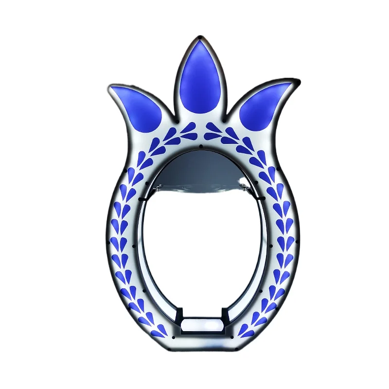 Blue and White Porcelain Pineapple LED Colorful Support Mexican Bar Prop Display Stand