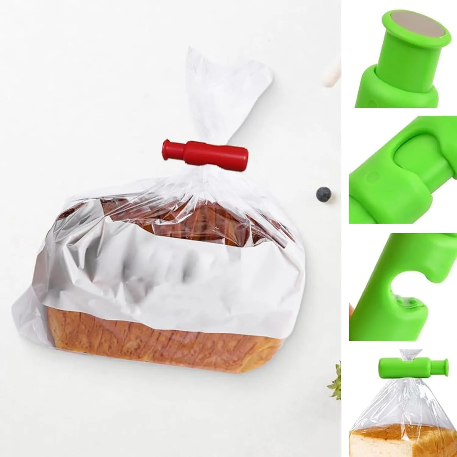 Bag Clips, Food Clips Snack Bread Sealing Clip, Squeeze and Lock Bread Bag Clips, Bag Closure Clips, Reusable Food Bag Clips, Ea