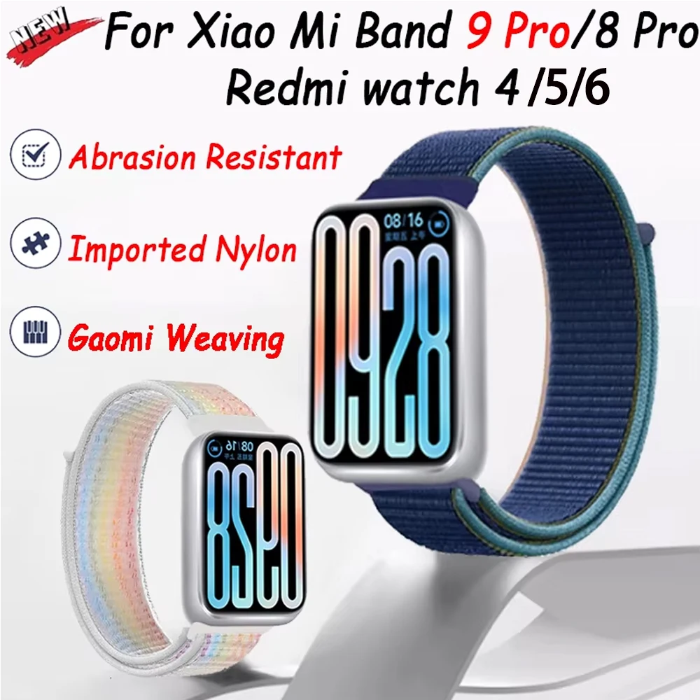 

Nylon strap for Xiaomi Mi Band 9 Pro/Mi Band 8 Pro Adjustable breathable Bracelet wristband Redmi Watch 4/5/6 correa Accessories