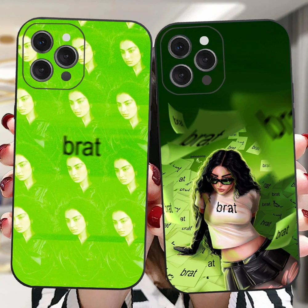 B-Brat C-Charli XCX Phone Case For IPhone 16 15 14 13 Pro Max 11 12 Mini X Xs XR Se 2022 Black Silicone Cover