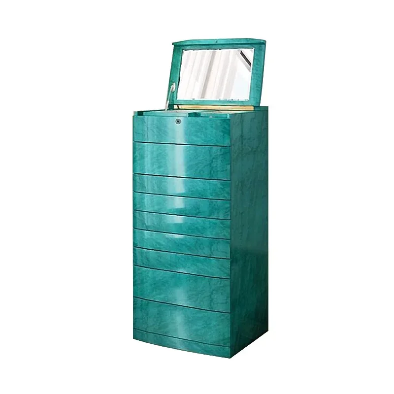 

Light luxury high-end fingerprint lock jewelry designer luxury villa bedroom home with mirror solid wood jewelry storage cabinet