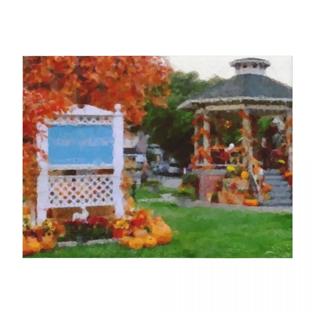 

Gazebo - Town Square - Autumn Throw Blanket decorative Beautifuls cosplay anime Shaggy Blankets