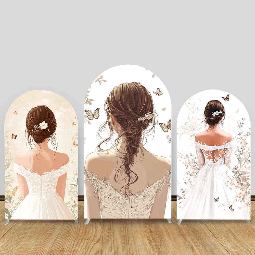 

Wedding 2-side Arch Backdrop Cover Butterfly Bride To Be Bridal Shower Engagement Bouquet Party Arch Background Decor