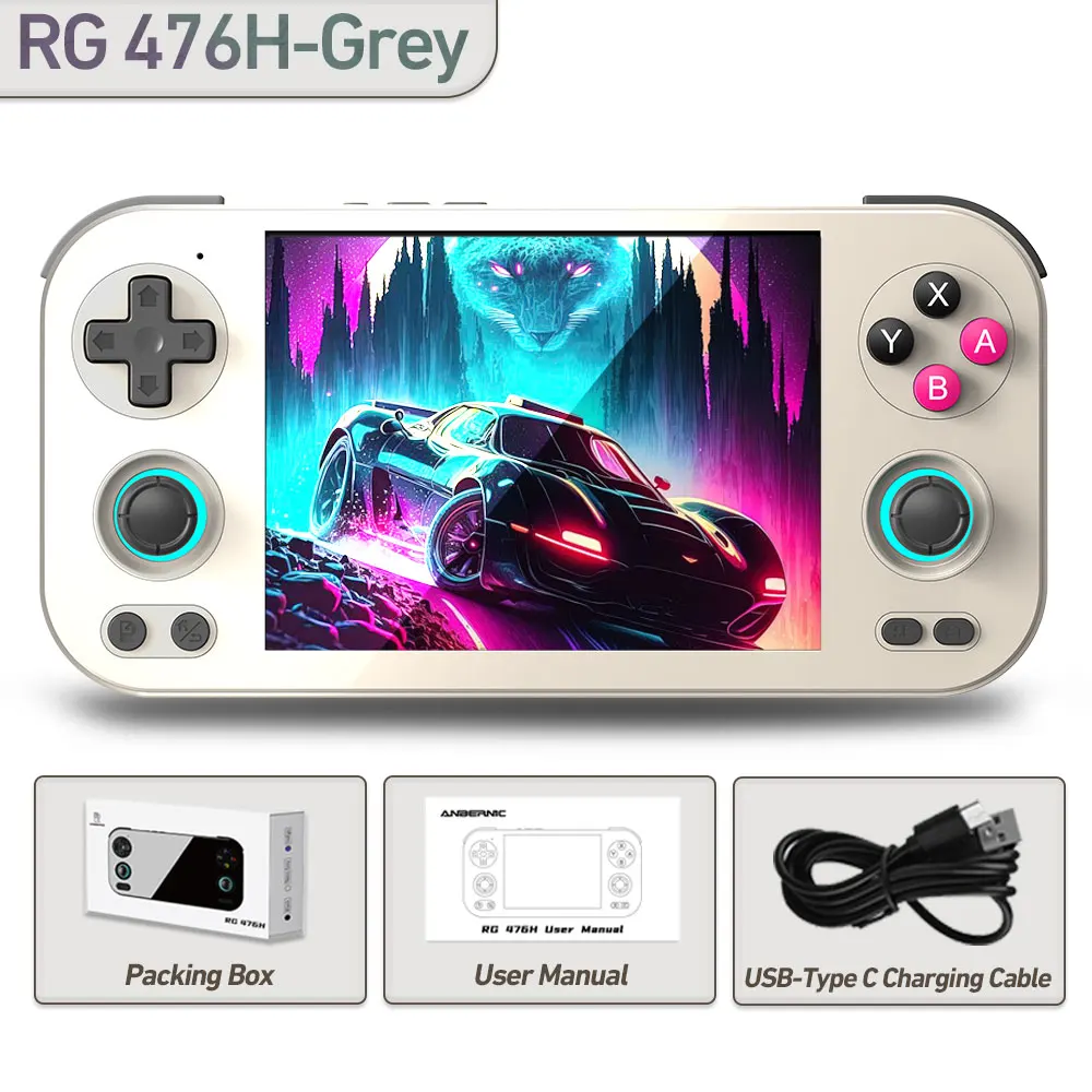 Anbernic RG476H Retro Handheld Gameconsole 4,7-inch LTPS In-Cell Scherm Android 13 128GB UFS2.2 Opslag AI 3D Joystick WiFi Bluetooth