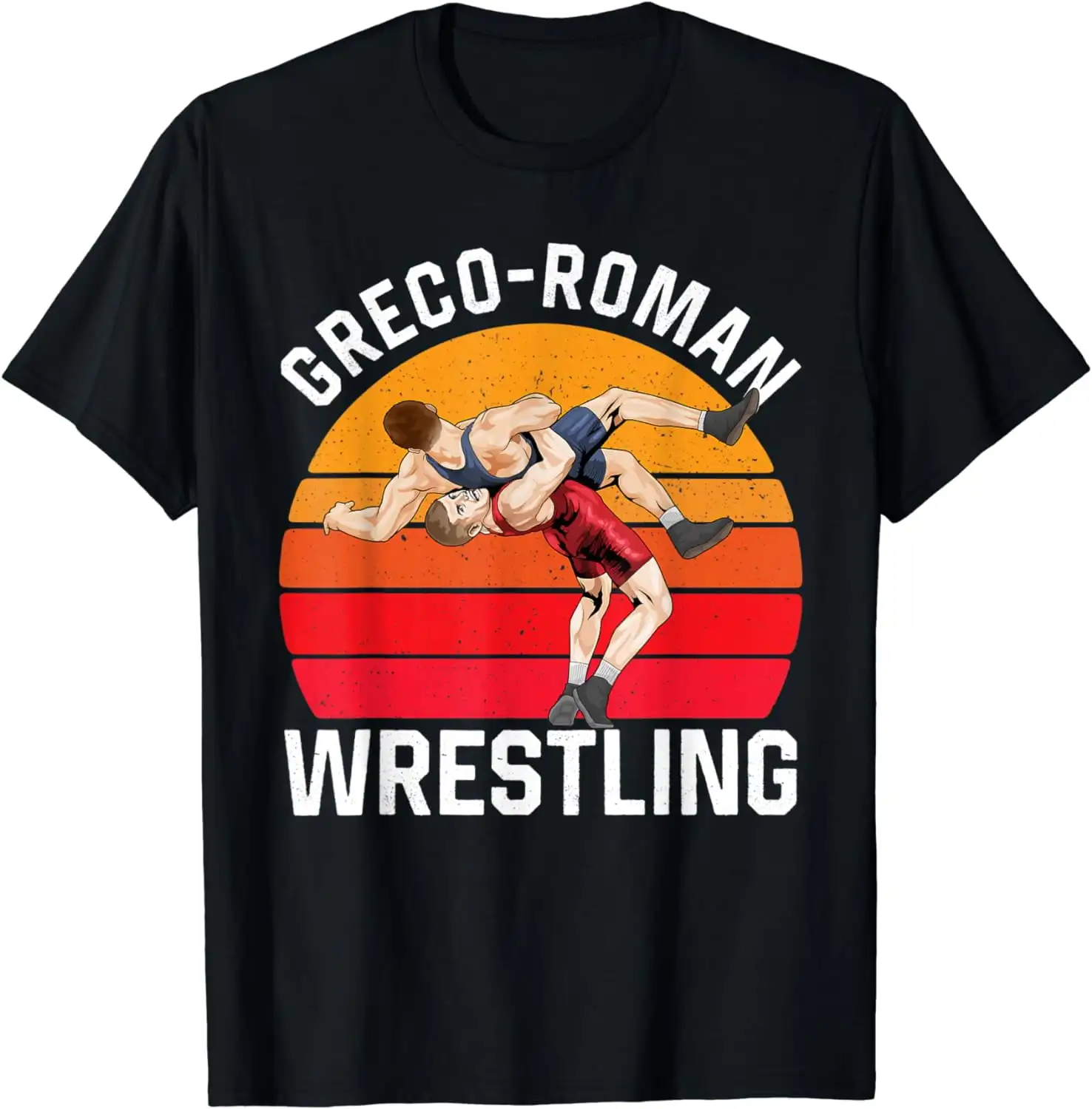 Camiseta de entrenamiento de lucha libre Greco-Roman, camiseta informal de verano de manga corta con cuello redondo de algodón 100% para hombre, ropa de calle