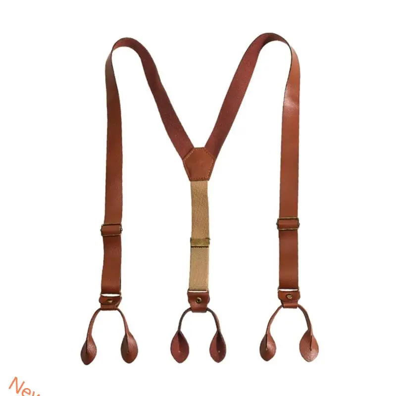 

Brown Suspenders for Formal Occasion for Men Women Wedding Photo Props Adjustable Suspenders Chain