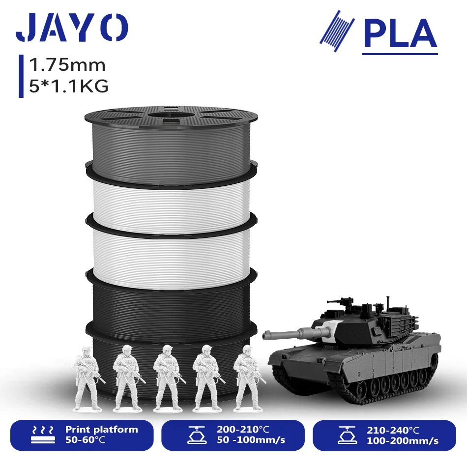JAYO 3D PETG/PLA/PLA PLUS Printer Filament 1.75mm 5.5KG 100% No Bubble Non-Toxic 3D Printing Materials for 3D Printer&3D Pen image 3