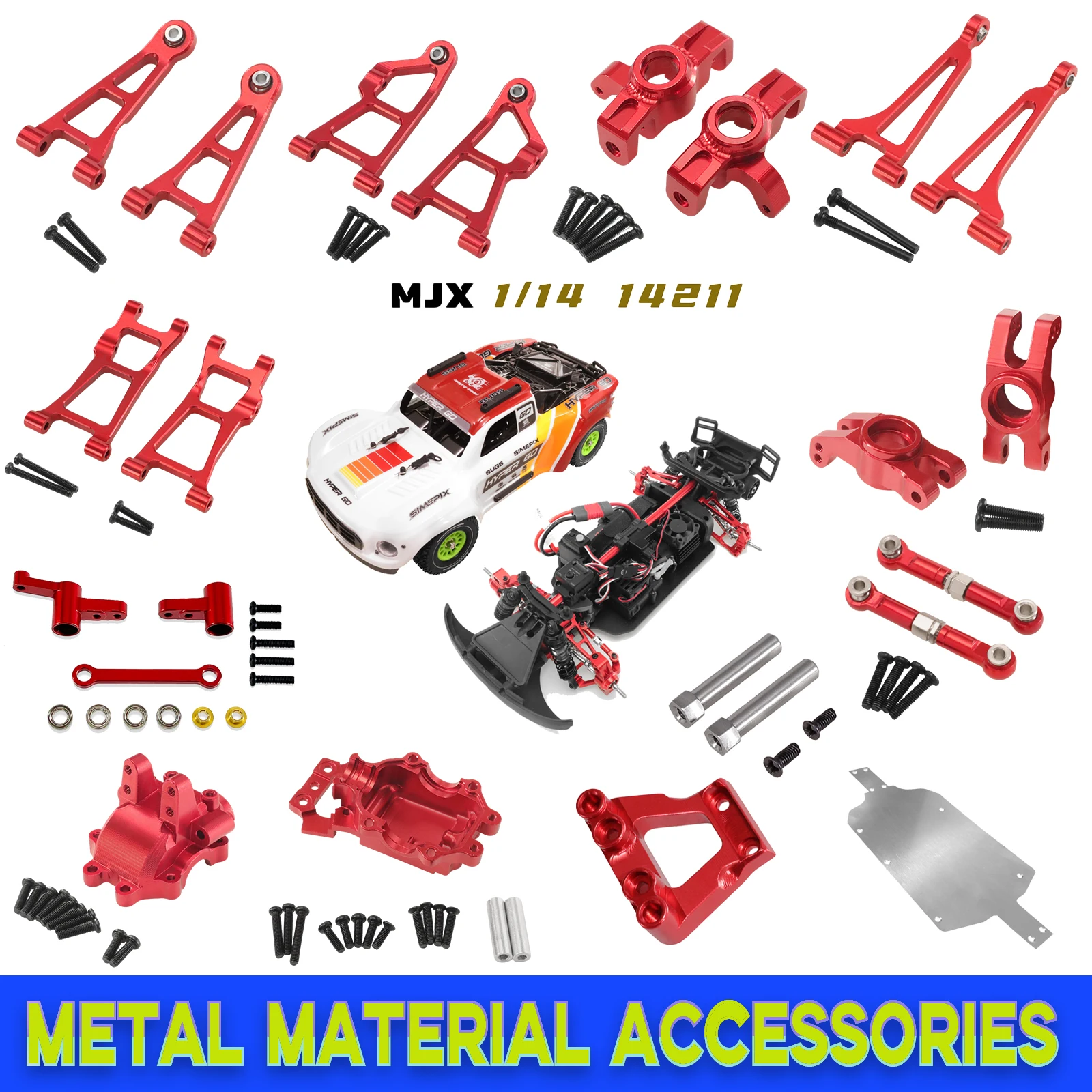 

MJX HYPER GO 14211 Short Truck Off Road RC Car Metal Upgrade Modification Accessories Metal Front Rear Swing Arm Steering Cup