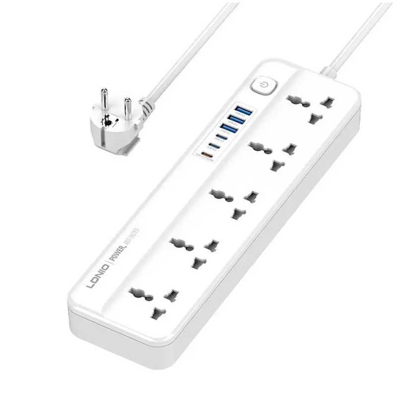 Y01A LDNIO Multi Tap Socket Power Strip 6 USB Fast And Type C 2M Thickened Power Cord High Capacity Surge Protection