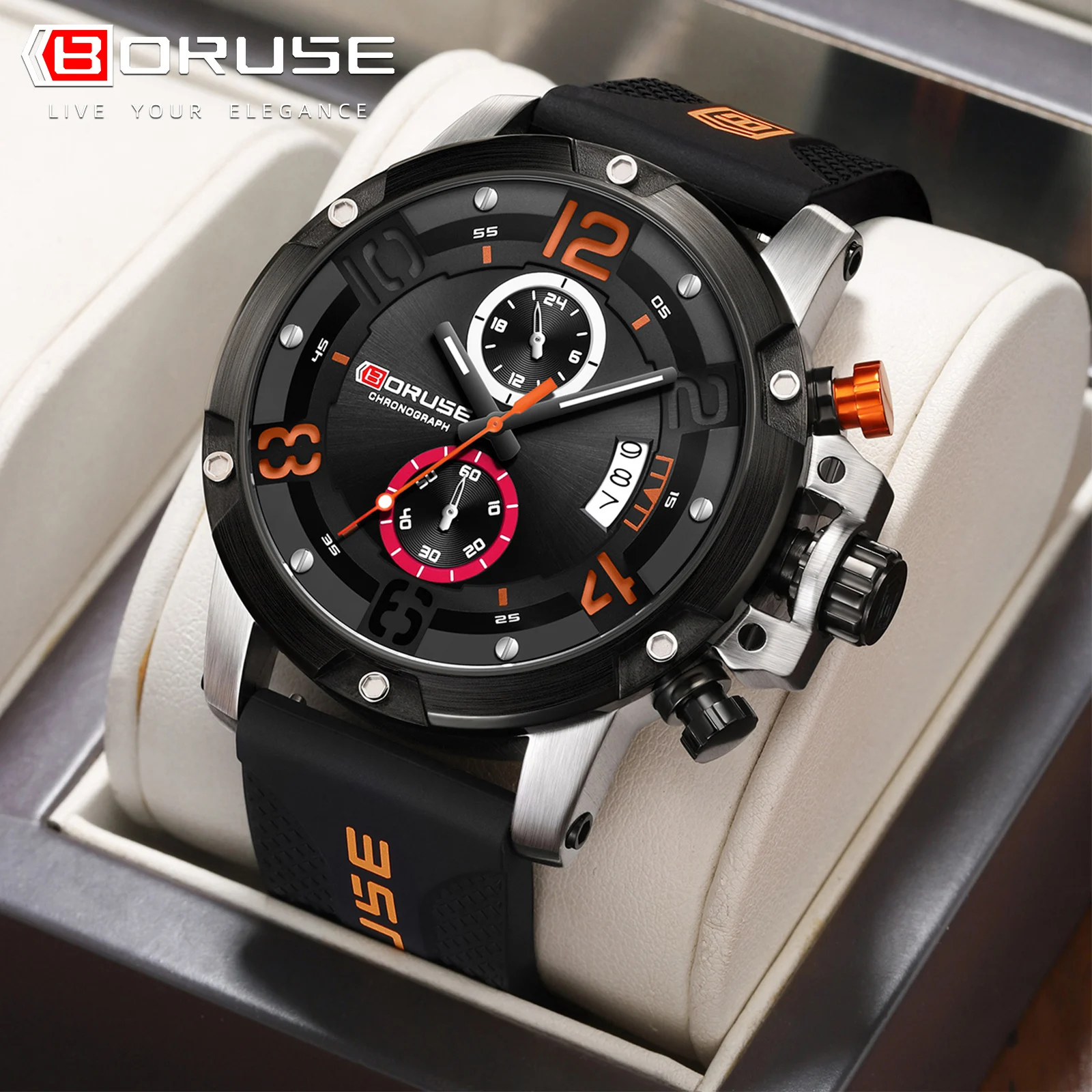 BORUSE Mens Military Campaigns Quartz Wristwatches Brand Luxury Watch  Automatic Time Watches for Men Waterproof Luminous Clock