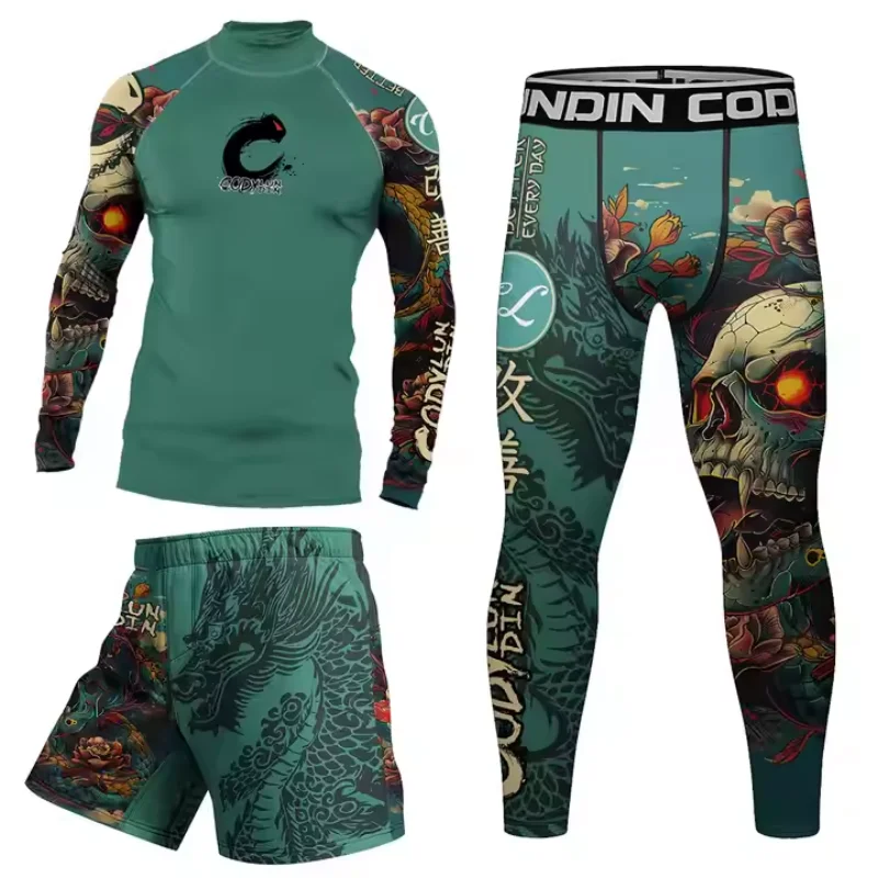 MMA BJJ Boxing Martial Arts Wear MMA Compression T-shirt Pants Shorts Suits  Jiu Jitsu Rashguard 3d Printing Leggings for Men