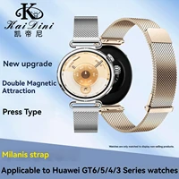 Correa Milanes dorada clara para Huawei Watch GT6 GT5Pro 42mm correa de reloj para Huawei Watch 5/4/3 pulsera estilo botón 18mm 22mm