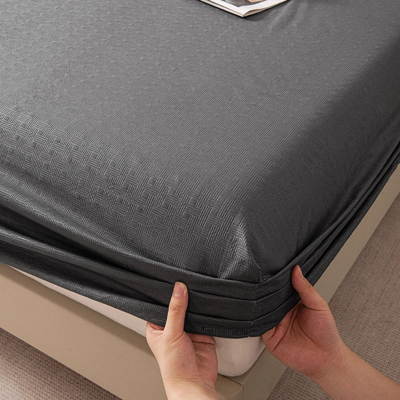 Solid Color Brushed Fitted Sheet with Elastic Single/Queen/King Size Drap Housse 140/160/180 Fi... product image