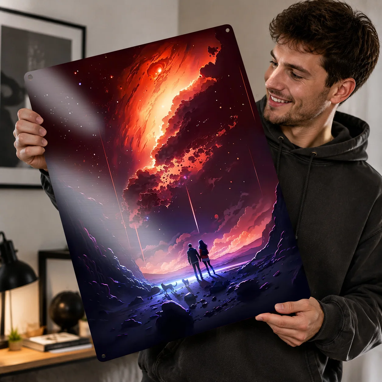 Cosmic Twilight 3D Texture Printed Poster Custom Vintage Metal Tin Plate Sign for Wall Art Decor Room Decoration Man Interior