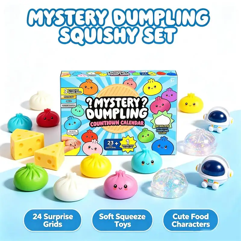 Blind Box Simulation Flash Dumpling Pressure Ball Dumpling Squishy Mystery Advent Calendar Stress Relief Sensory Fidget Toys