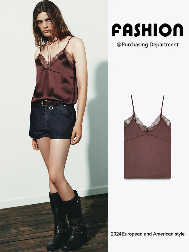 

Новый осенний женский шелковый атласный топ с кружевной отделкой, универсальный качественный модный китайский сценический костюм