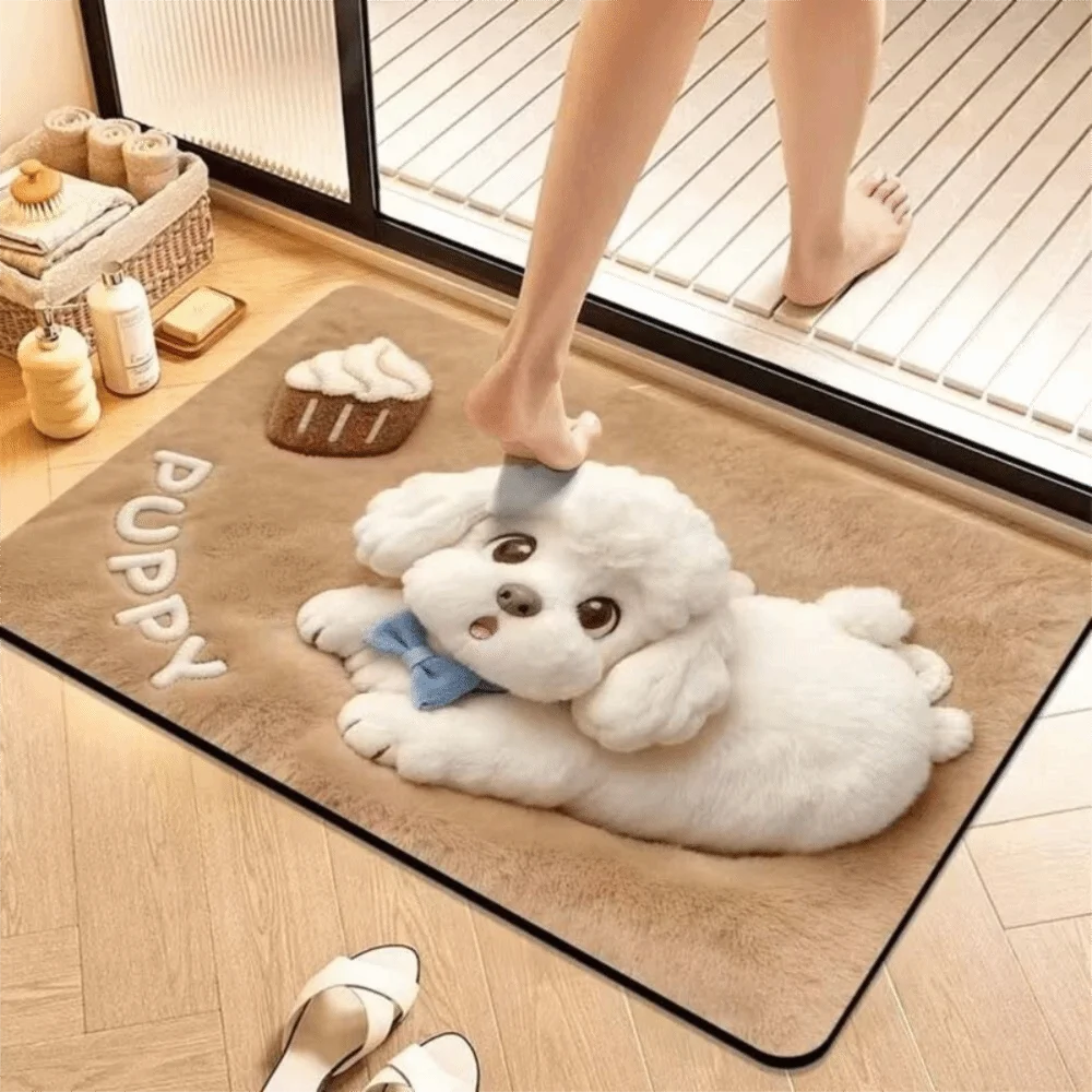 Soft Texture 3D Animal Doormat Water Absorbent Cartoon Animal Pattern Cartoon Floor Mat Non-Slip Backing Easy Care