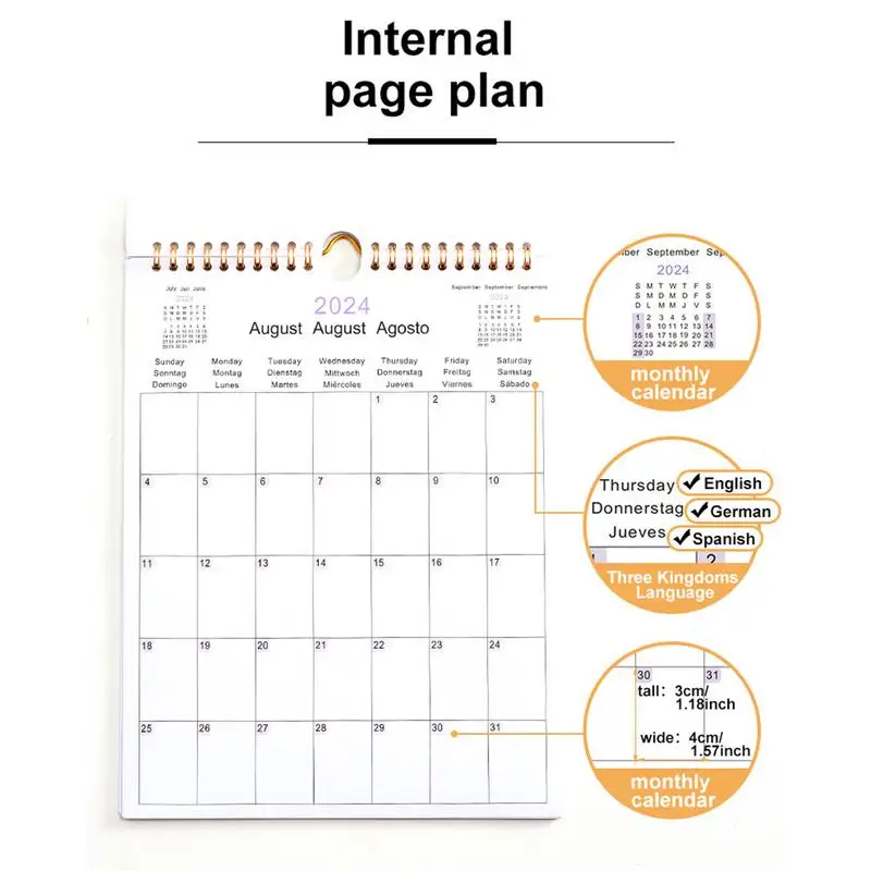 Calendário de parede grande para a família, planejador de parede mensal, Family Friendly, 12-Month Schedule Board, 2025