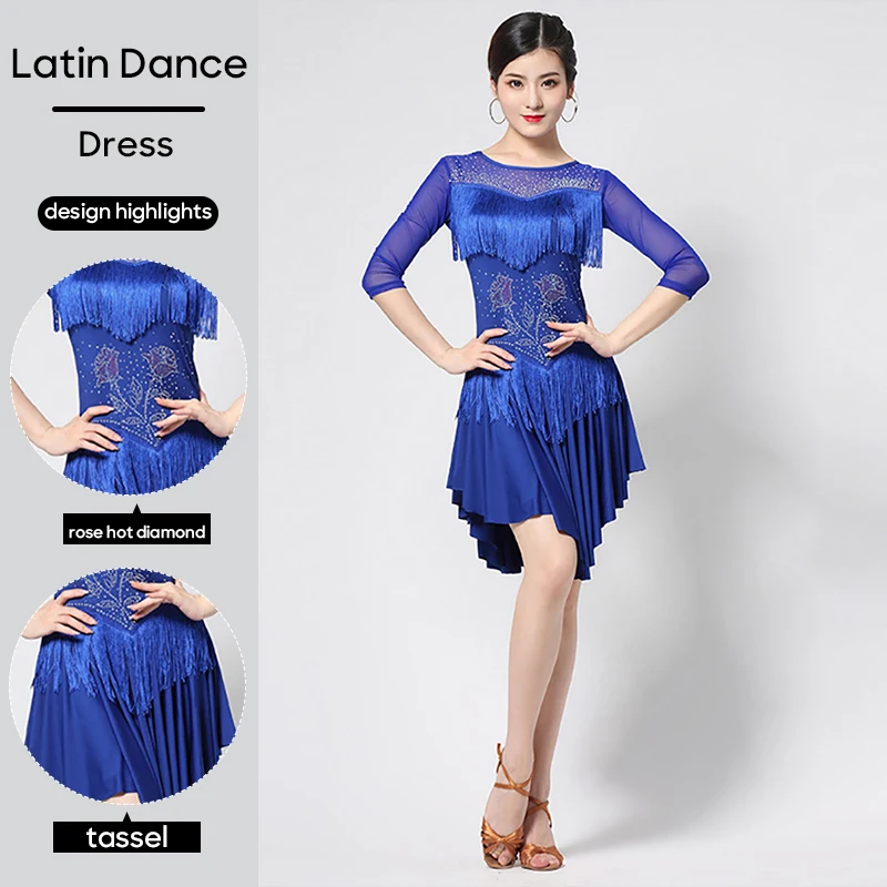 

Latin Dance Performance Clothings Competition Costume Set For Adult Women Stage Performance Training Costume Suit Outfit Clothes