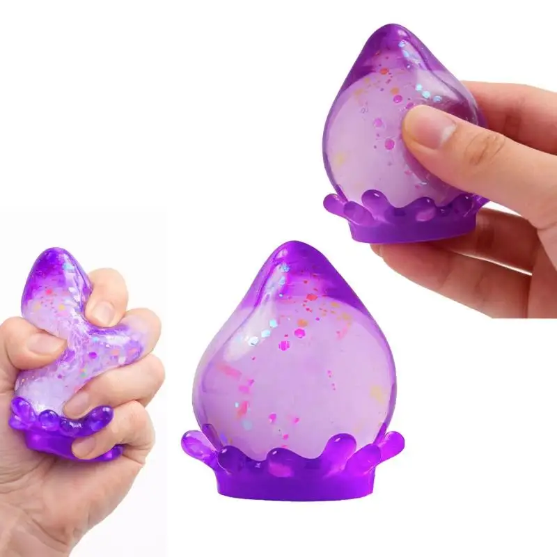 Colorful Glitter Water Drop Squeeze Fidget Toy Slow Rising Stretchable Stress Relief Sensory Toys For Kids Adults Home School