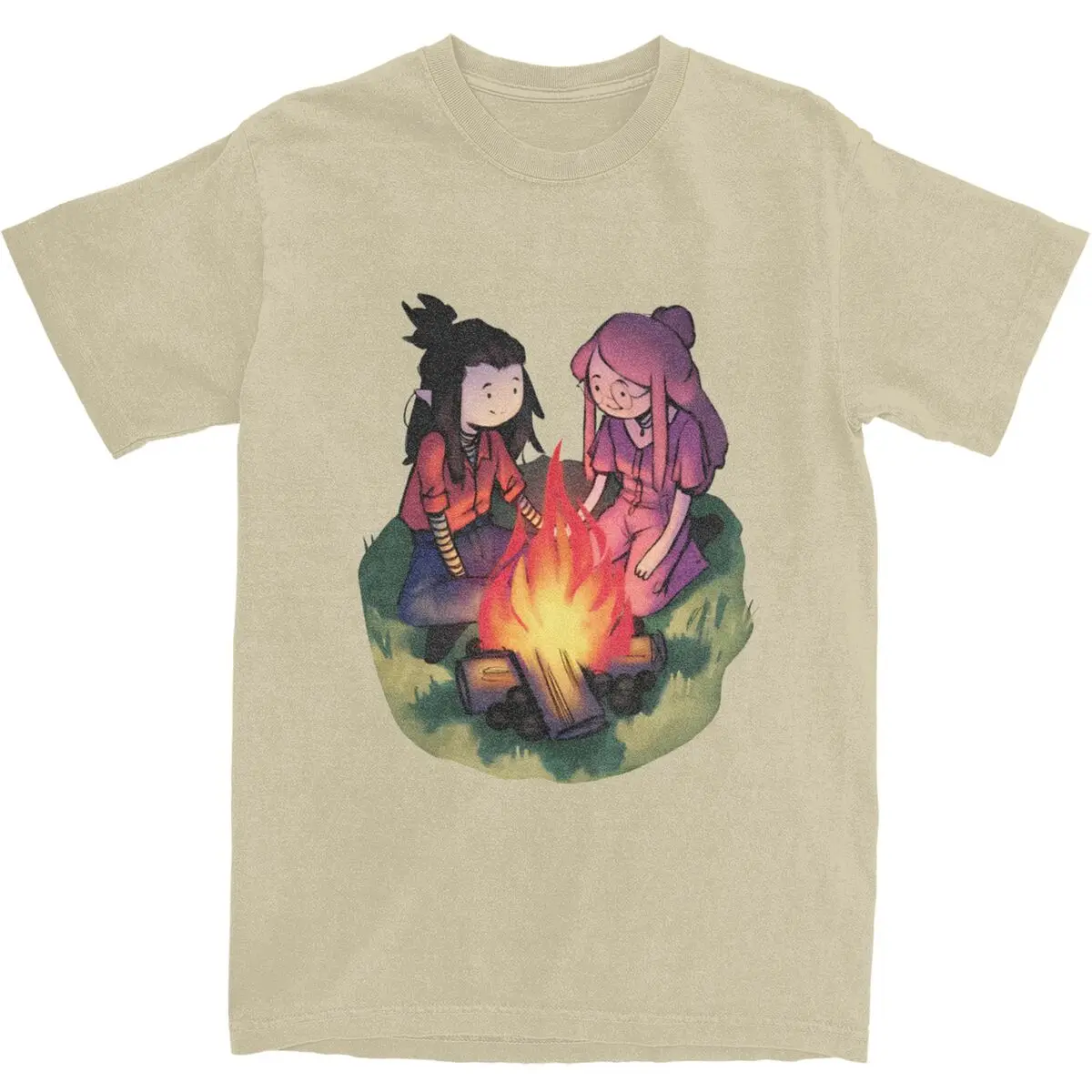 Marceline And Princess Bubblegum Sitting The Campfire T Shirt T Shirts Short Sleeve Y2K Fun Tops Summer Cotton O Neck Top Tees