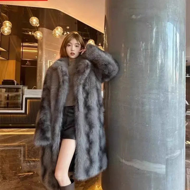 Loose Environmentally Friendly Hair Thickened Temperament Commuting Coats Winter New Fashionable Young Imitation Fox Fur Jacket