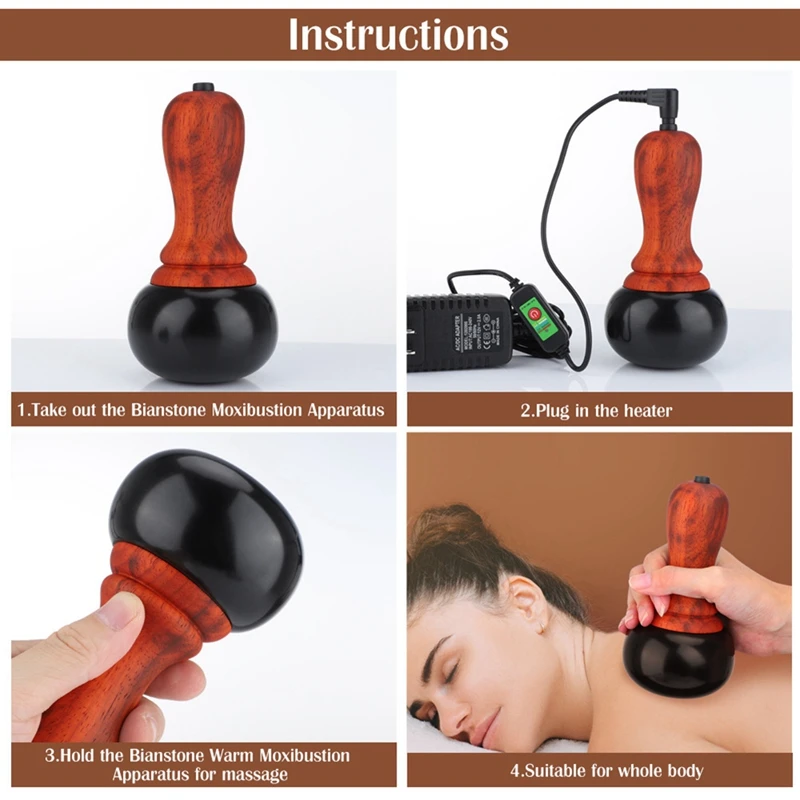 Hot Stone for Massage Electric Back Massager with Temperature Control, Gua Sha Massager for Body Face Scraping-EU Plug
