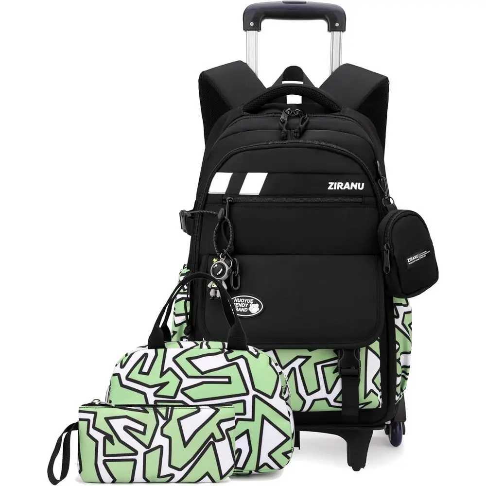 

3-Piece Boys Rolling Backpack Set with Wheels for School and Teenagers