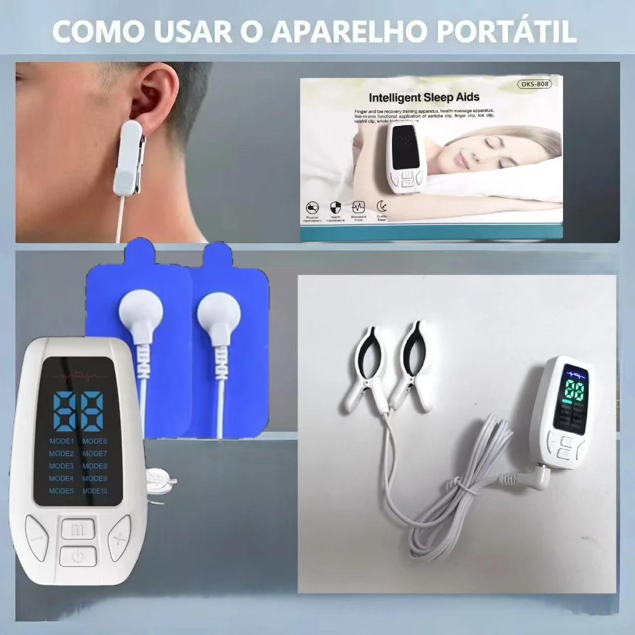 Vagus Nerve Stimulator Kit, Complete Set with Gel Pads for Long Term Therapy of Headache, Sleep Issues, Anxiety and Stress