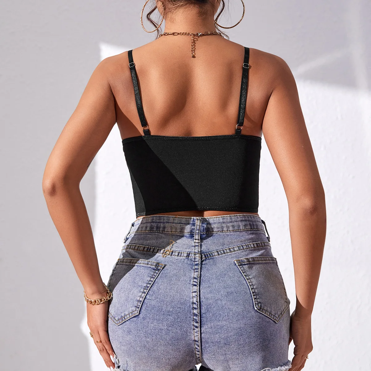 Sexy Lace V-neck Underwire Fishbone Floral Embroidery Backless Crop Tops Sheer Hottie Corset Hollowing Halter Shapewear Camisole