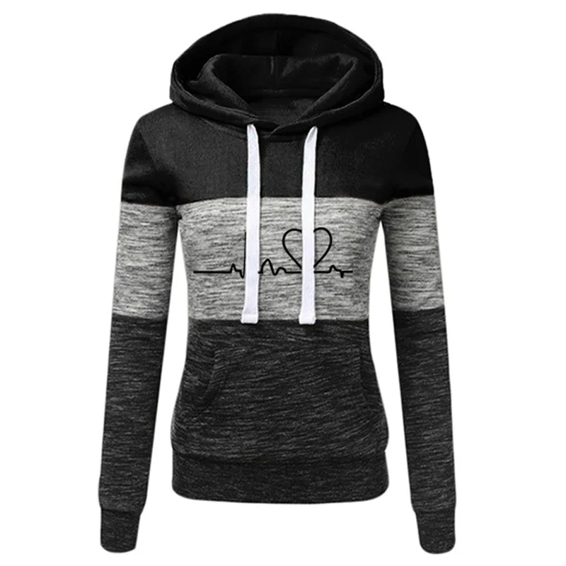 Damen-Trainingsanzug mit Print, Kapuzenpullover, Jogginghose, Farbblock-Design, vielseitig, lässig, Sport-Outfit, Größen S-3XL – Detail 8