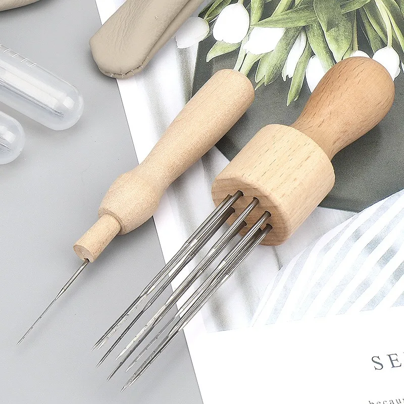 Kit de herramientas de agujas de fieltro de lana, 3 tilos, agujas con mango de madera, juego de suministros de fieltro para cuna de dedo para principiant - AliExprs 15 Kit de herramientas de agujas de fieltro de lana, 3 tilos, agujas con mango de madera, juego de suministros de fieltro para cuna de dedo para principiant - AliExprs 15