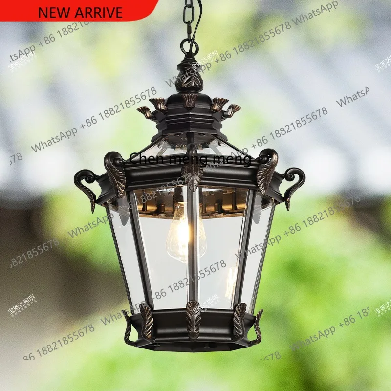 Outdoor European gate, aisle, foyer, balcony, courtyard, outdoor waterproof chandelier, pavilion, outdoor villa, retro lamps