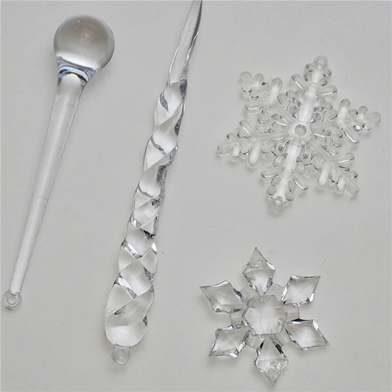 

AB42-200PC Snowflake Icicle Christmas Ornaments New Year Ornaments Crystal Christmas Tree Transparent Ornaments
