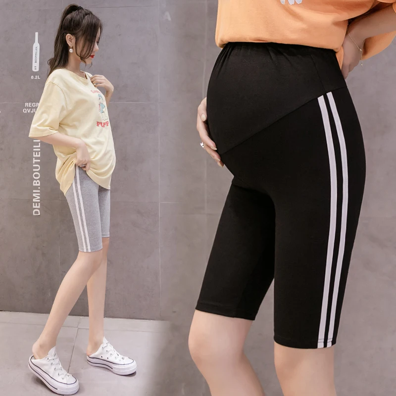 Pregnant women summer new cotton leggings Fashion all-match five-point pants Embroidery belly shorts casual safety pants