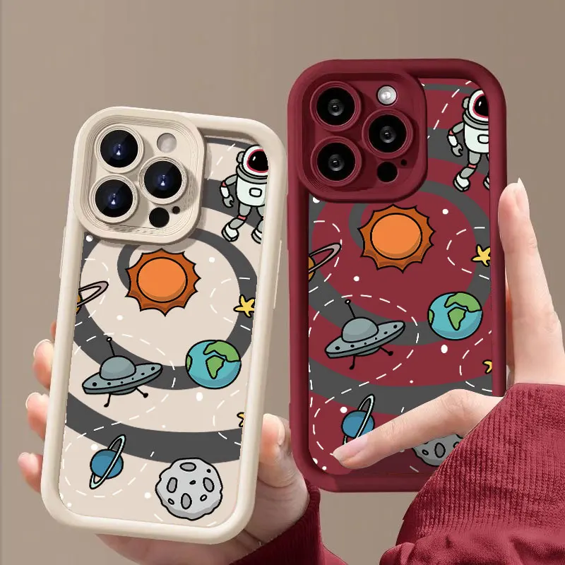 Spaceman Fasion Case for iPhone 15 14 13 12 11 Pro Max Plus 13 Mini X XR XS MAX 8 7 All-inclusive Anti-drop Soft Cover Coque