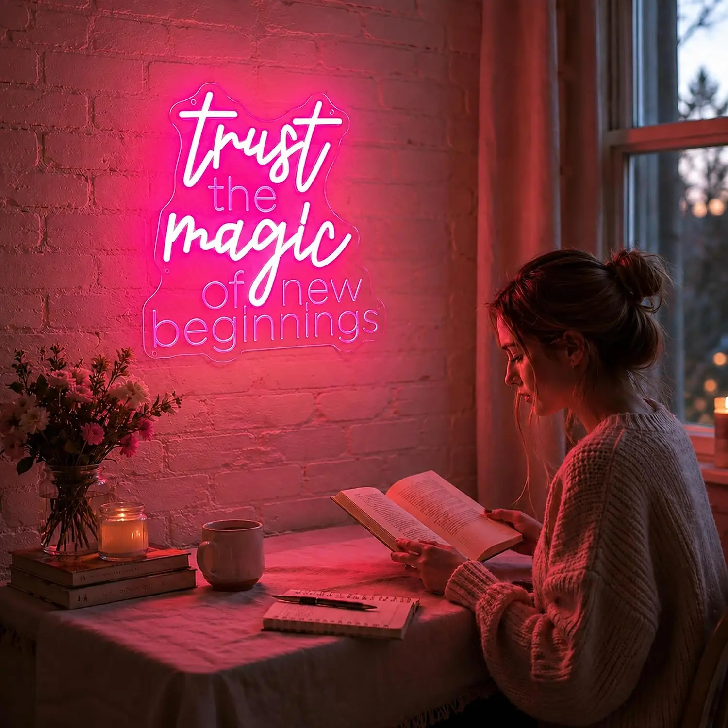 Trust The Magic Of New Beginnings Neon Sign USB LED Neon Light for Bedroom Salon Office Wall Art Decoration Gift Night Light - view 4