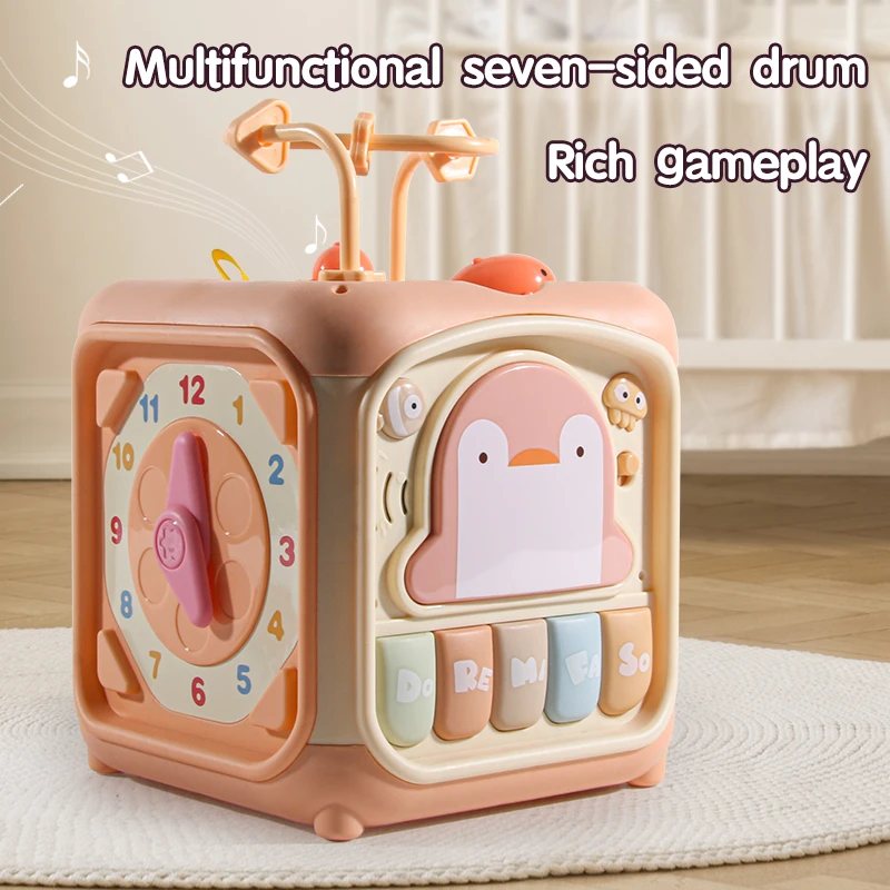 Cubo de Actividades Musicales Educativo 7 en 1 con Clasificador de Formas para Niños Pequeños, Juguete de Aprendizaje de Conteo con Piano para Bebés