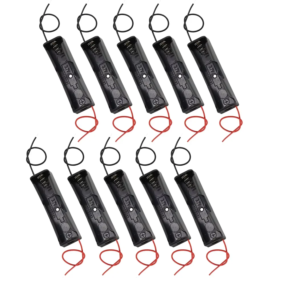 حامل علبة بطارية 18650 مع حزمة سلكية، 10 قطع صناديق تخزين البطارية ذاتية الصنع، 18650 1 حامل بطارية خلية الخليج، فتحة واحدة 10 قطع #1