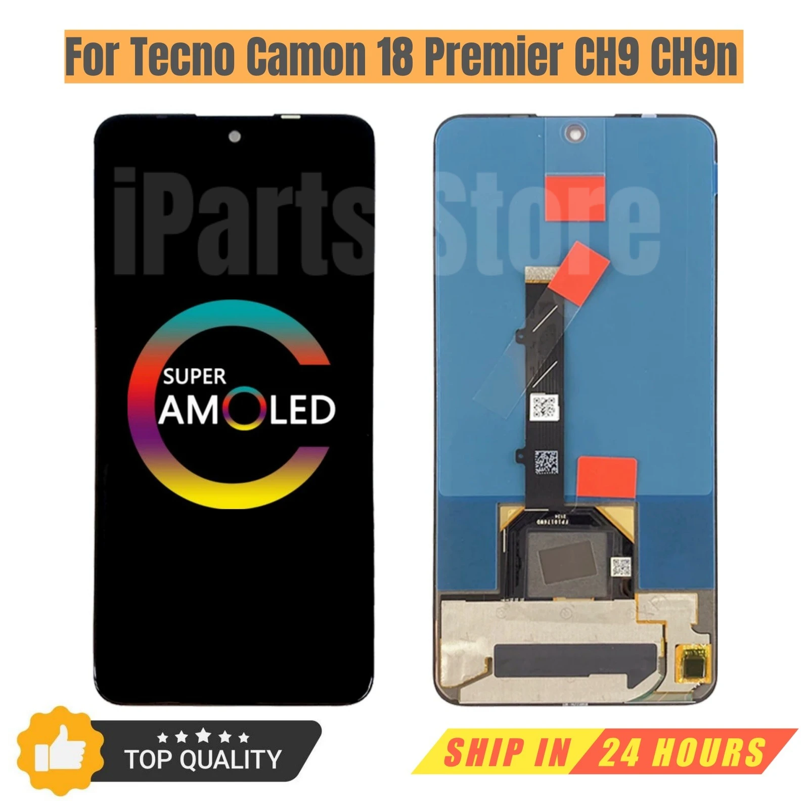 

Замена iParts, новый дисплей для Tecno Camon 18 Premier CH9 CH9n AMOLED, 120 Гц, дигитайзер сенсорного экрана в сборе, OEM детали