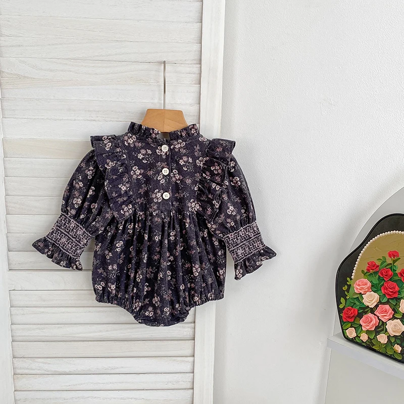 2026 Neu 0-24M Frühling Kleinkind Mädchen Strampler Langarm Baumwolle Bestickt Da Lan Baby Mädchen Overall Kinderkleidung – Detail 1