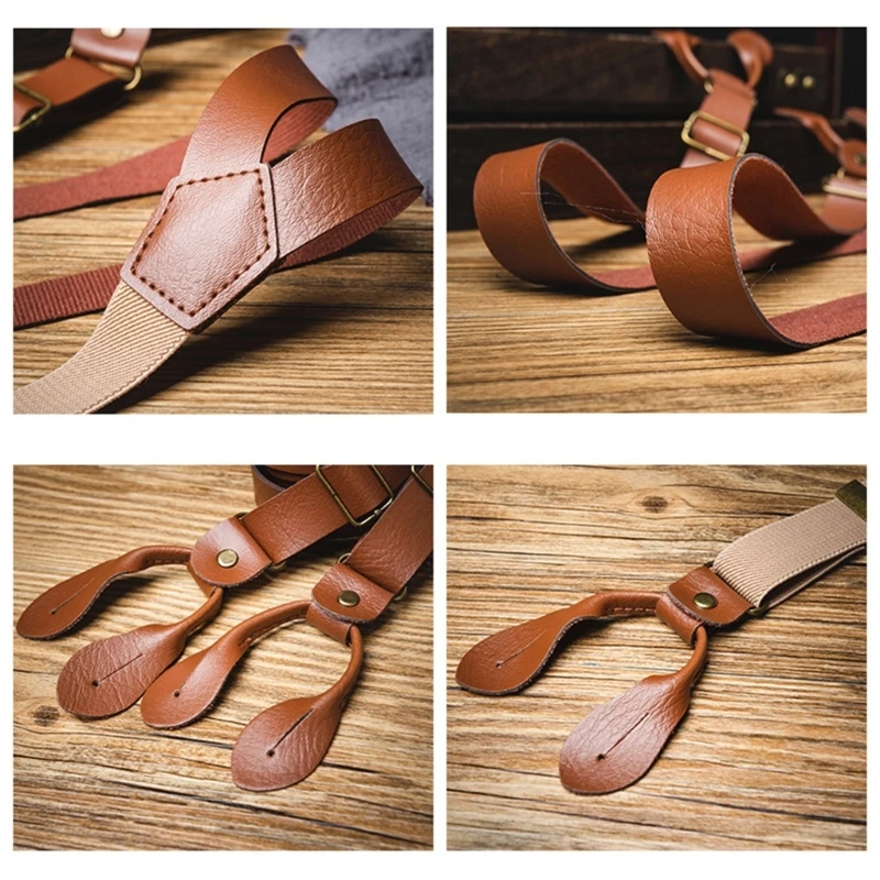 Универсальные подтяжки Brown Classical PU подтяжки идеально подходят для свадьбы