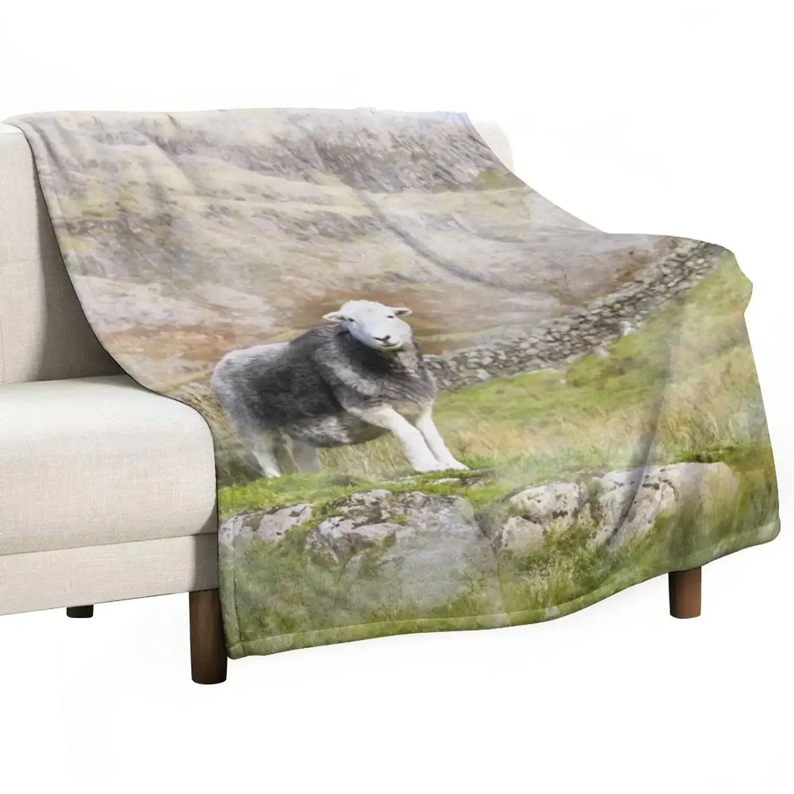 

Herdwick Sheep Landscape Watercolour Photograph Throw Blanket Custom Sofa halloween Plush Blankets