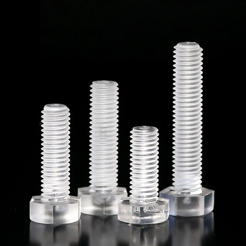 10~50Pcs M3 M4 M5 M6 M8 M10 M12 Acrylic Plastic Transparent Screws PC Plastic External Hexagonal Screw Bolts