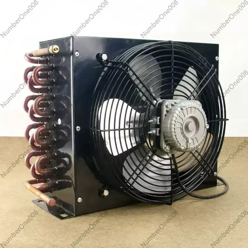 1/2P condenser air-cooled cooling copper tube aluminum fin radiator refrigeration unit heat exchanger 35-60W fan