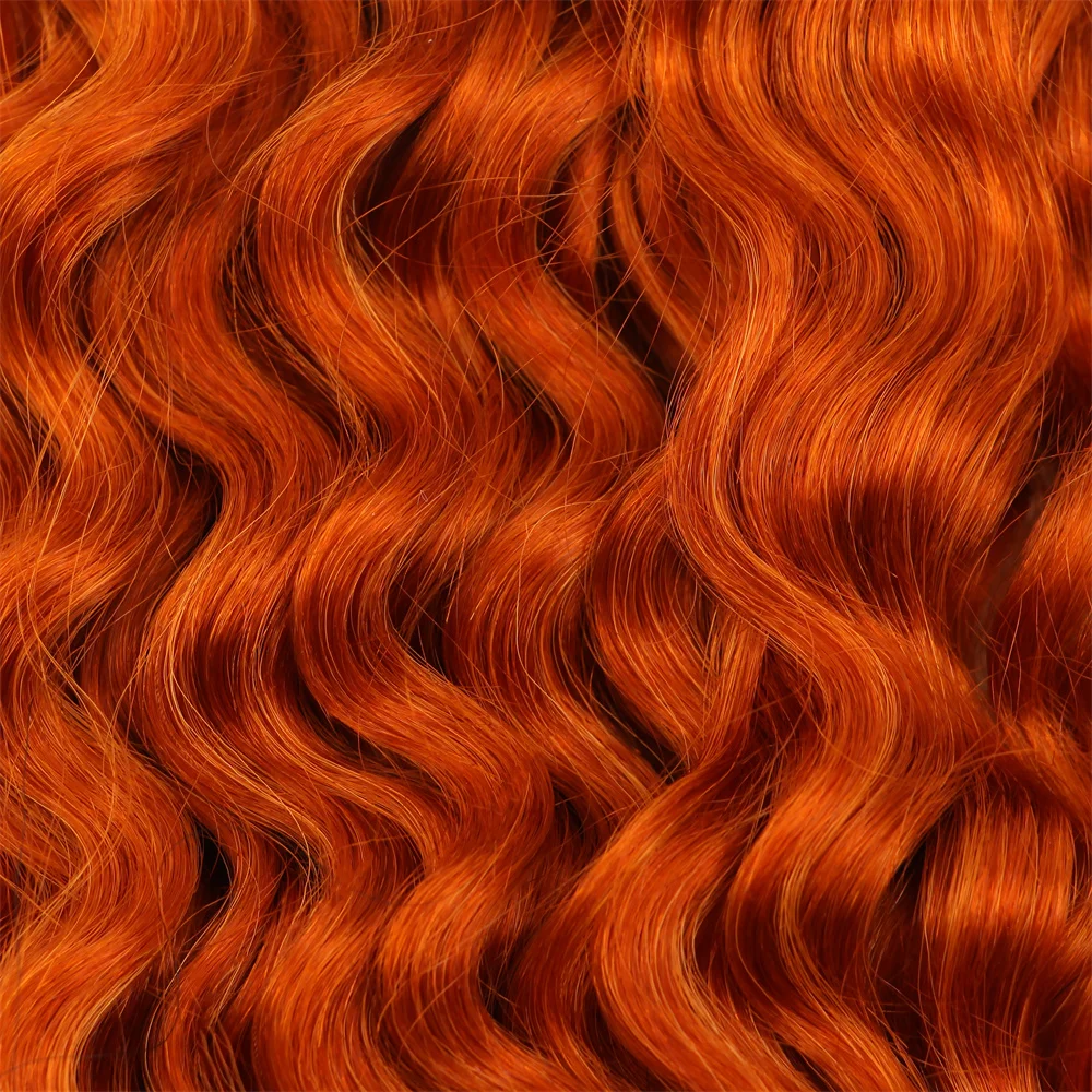 Ginger Human Hair Bundles Orange Water Wave Bundles 350 Human Hair Bundles 1/3 Bundles Burnt Orange Ocean Wave Bundle for Woman